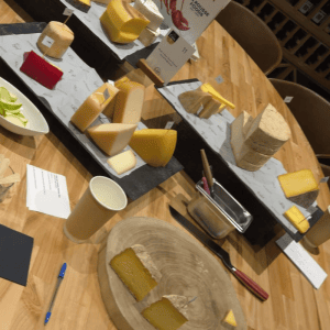 Selection of Irish artisan cheeses displayed for the Irish Cheese Awards.